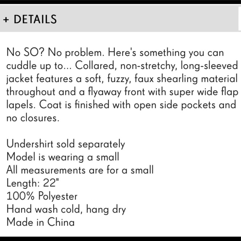 EUC Soft Faux Shearling Jacket Size Medium - Picture 6 of 6